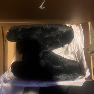 Black Furry Slippers